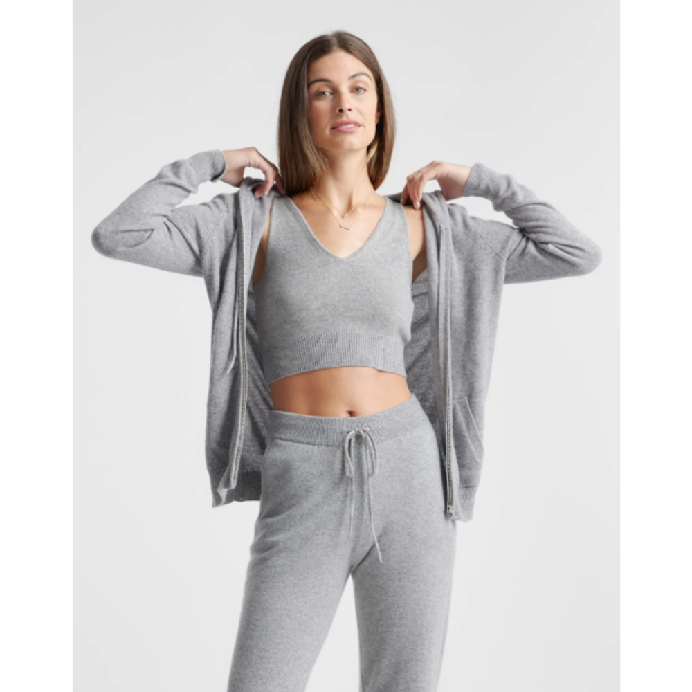 Quince Mongolian Cashmere Cropped Tank Small Heather Gray